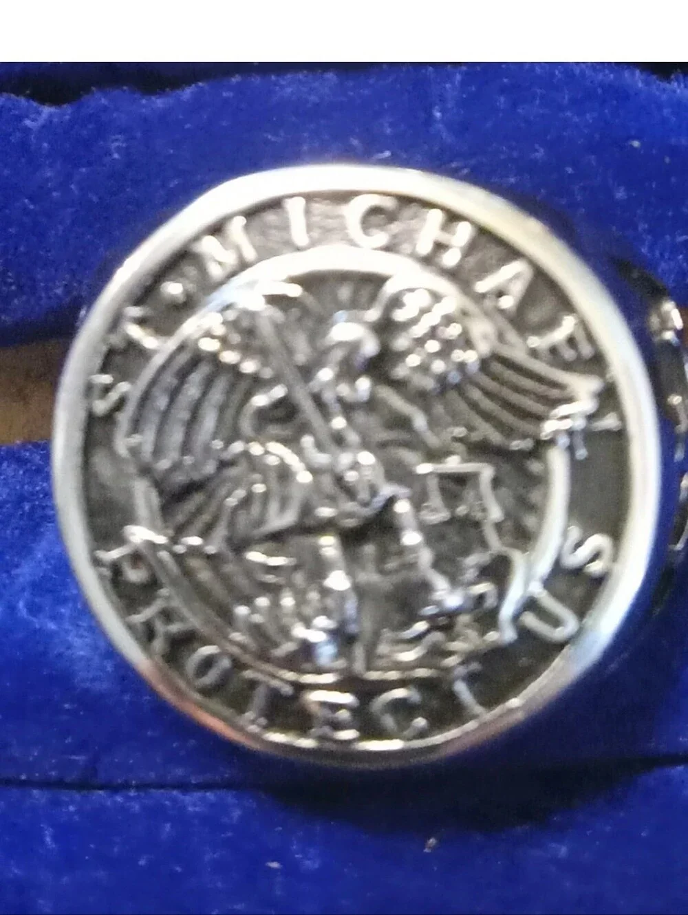 St Michael Protection Silver Tone Men's Signet Ring Stainless Steel Huge Ring